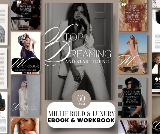 Millie Bold and Luxury Canva Template Design Ebook Workbook with MRR Resell