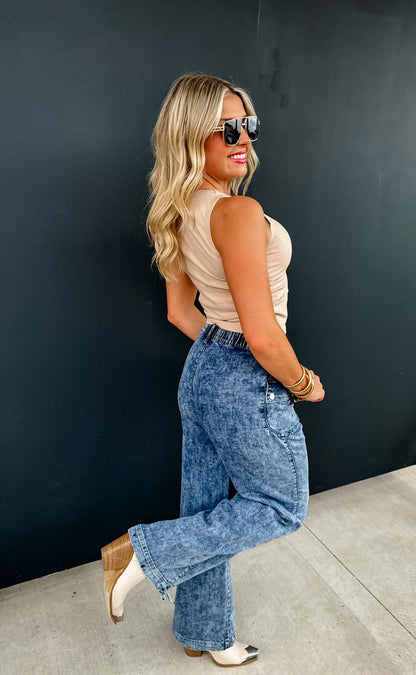 PREORDER: Charlie Cinch Hem Wide Leg Jeans