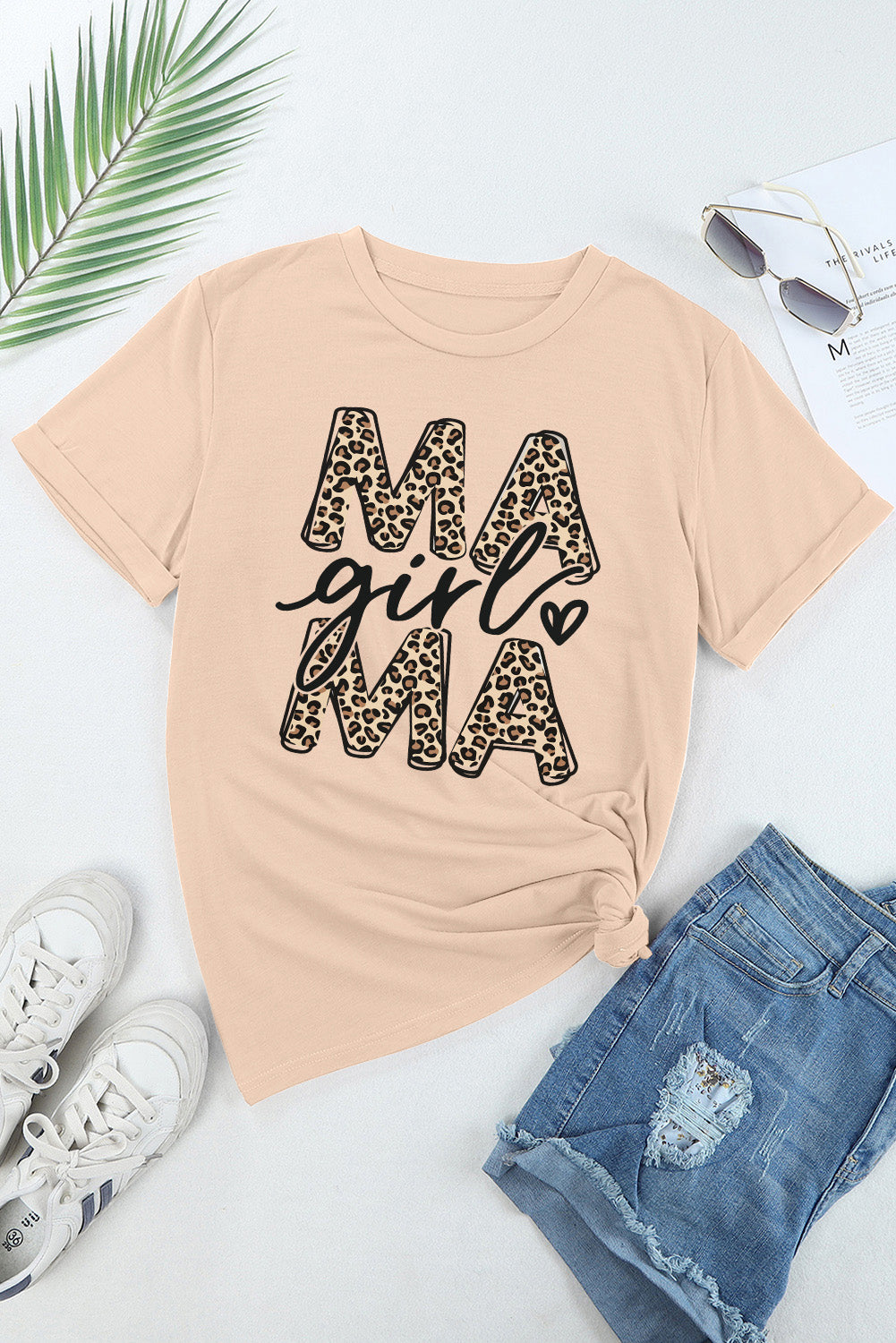 MAMA GIRL Round Neck Short Sleeve T-Shirt