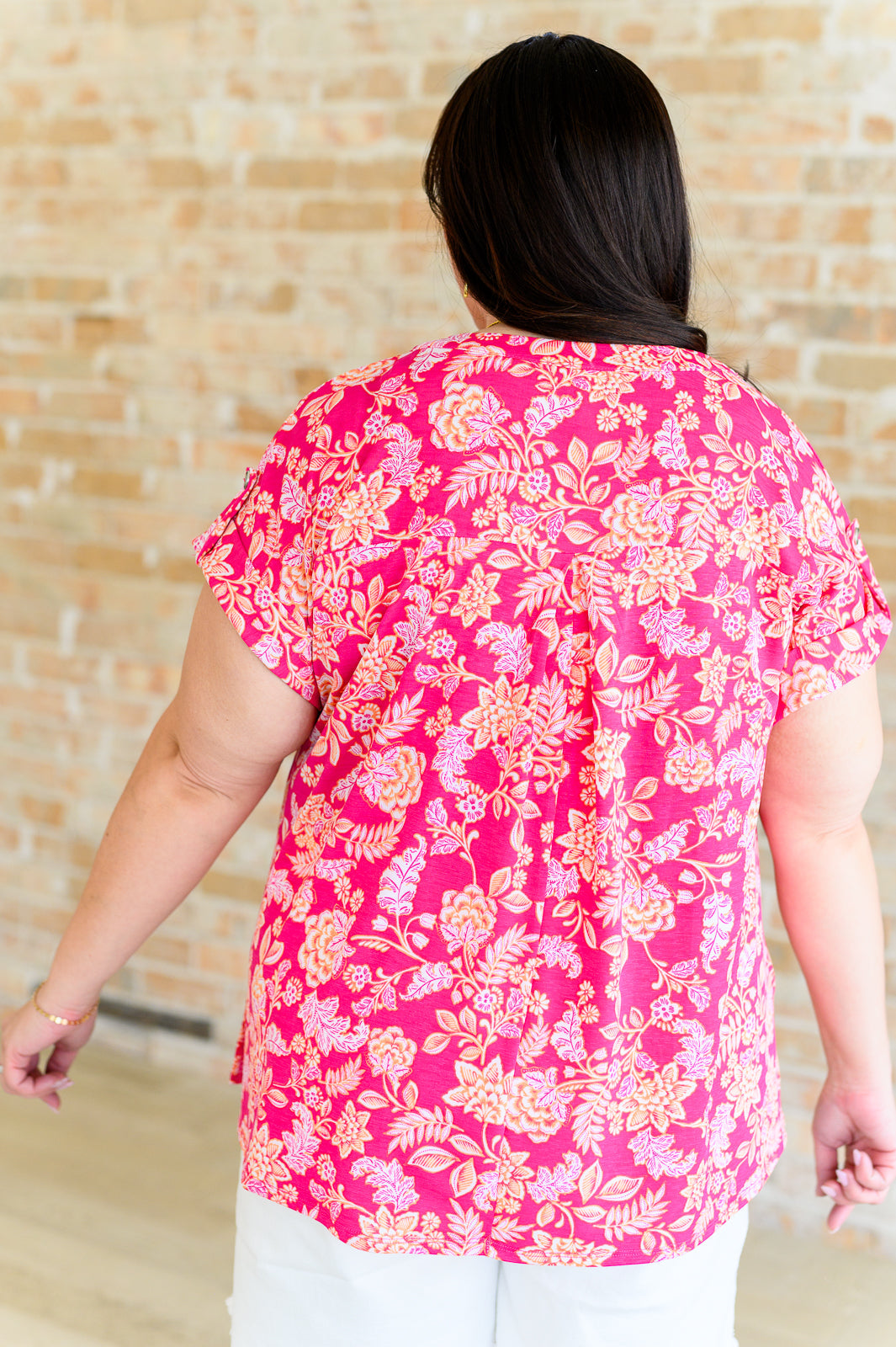 Lizzy Cap Sleeve Top in Pink and Peach Floral