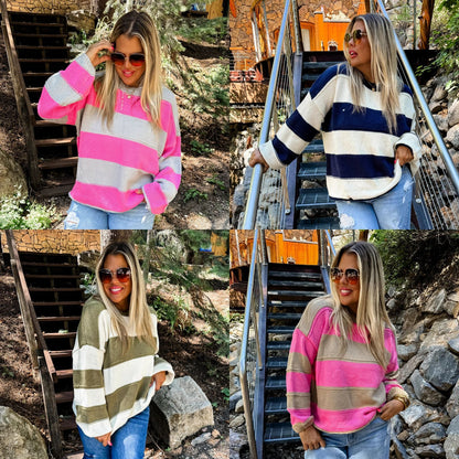 PREORDER: Kadie Stripe Knit Sweater in Four Colors