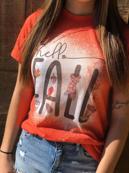 Hello Fall Bleach Tee