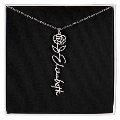 Birth Flower Name Necklace