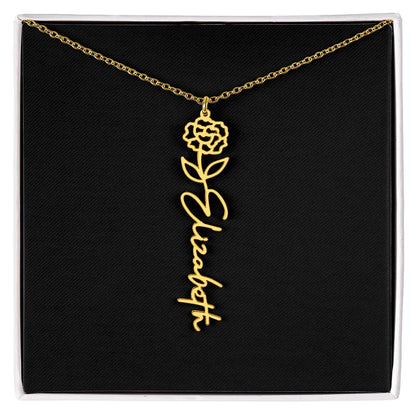 Birth Flower Name Necklace