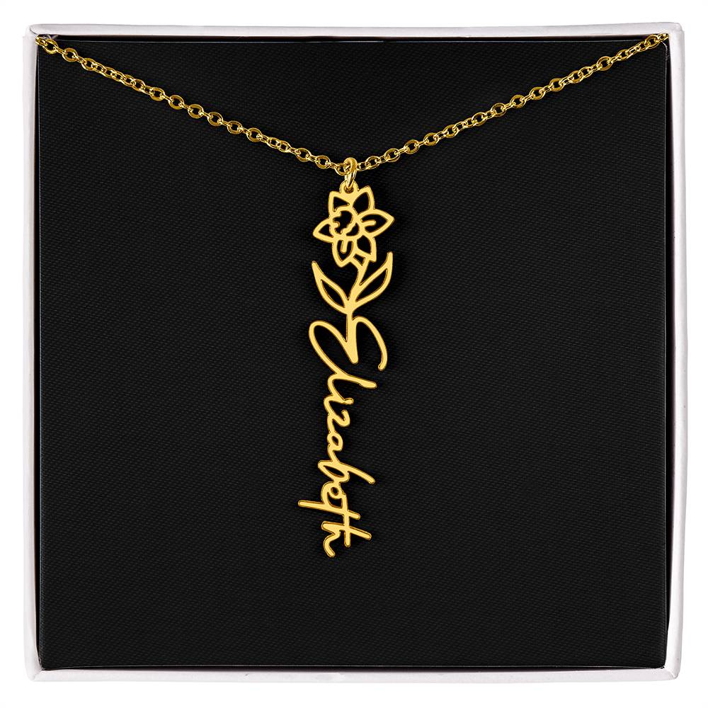 Birth Flower Name Necklace