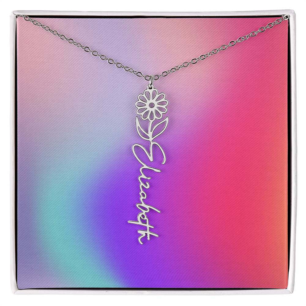 Birth Flower Name Necklace