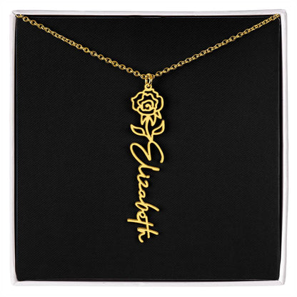 Birth Flower Name Necklace