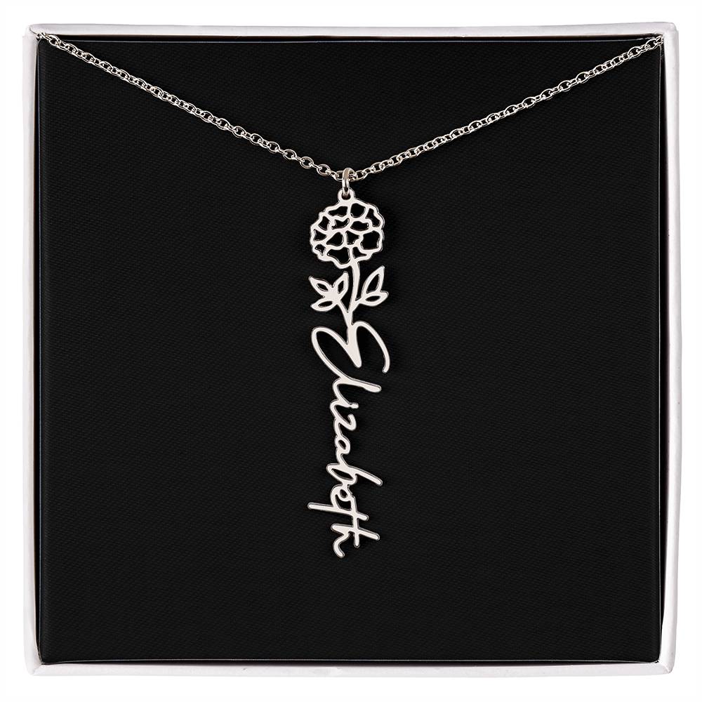 Birth Flower Name Necklace