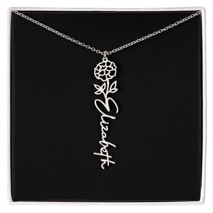 Birth Flower Name Necklace