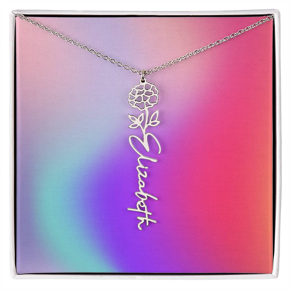 Birth Flower Name Necklace