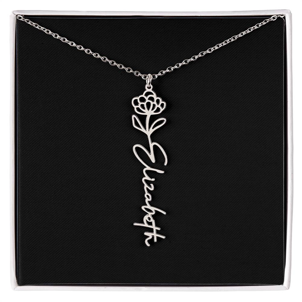 Birth Flower Name Necklace