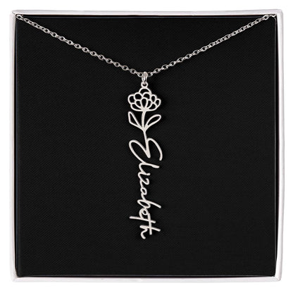 Birth Flower Name Necklace