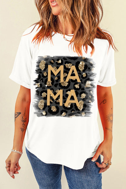 MAMA Round Neck Short Sleeve T-Shirt